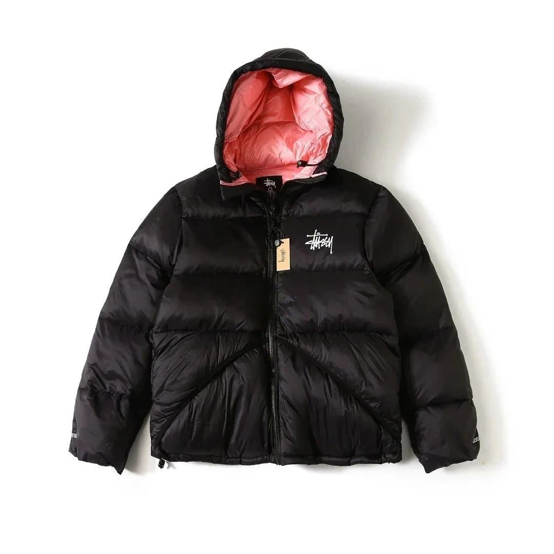 Stüssy Puffer Jacket Black with Pink Lining