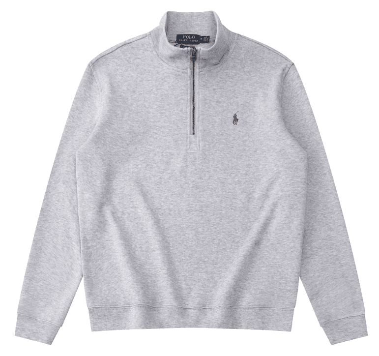 Polo Ralph Lauren Quarter-Zip Pullover Ivory — 灰色红标