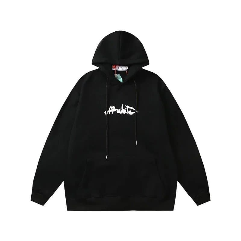 Off-White Hooded Sweatshirt Yellow Industrial Print — A25