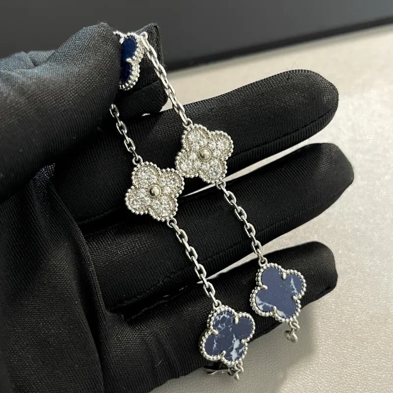 Van Cleef & Arpels Alhambra Long Necklace Five Motifs with Lapis Lazuli and Diamonds