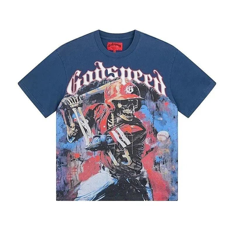 Godspeed Graphic Tee Skeleton Baseball Print
