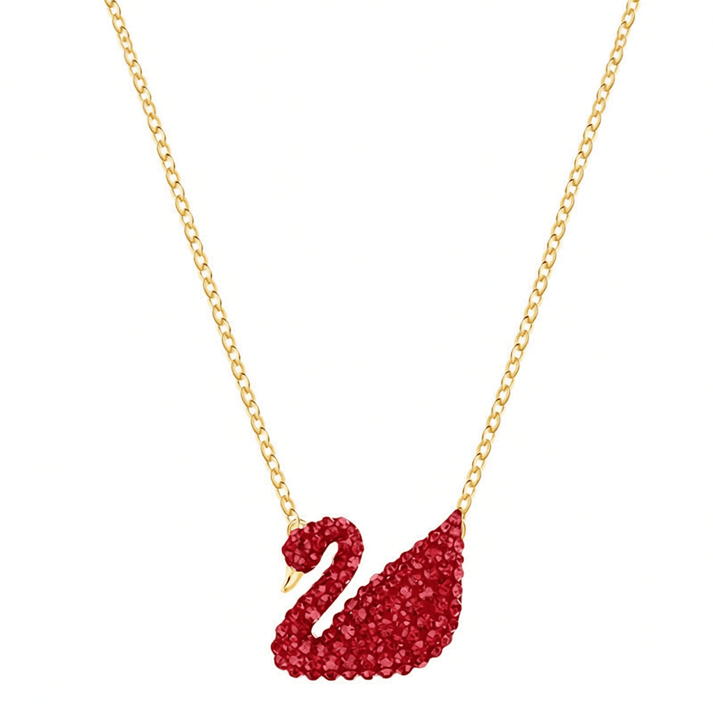 Van Cleef & Arpels Alhambra Pendant Double Motif with Diamonds — 红天鹅项链