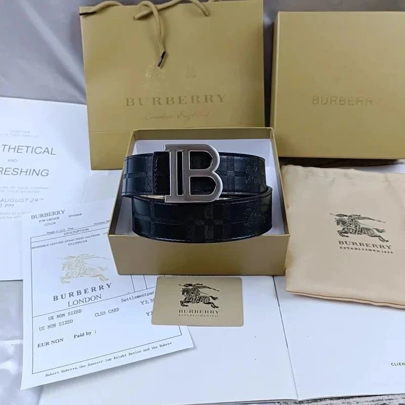 Burberry Logo Buckle Belt Checkered Monogram — 2