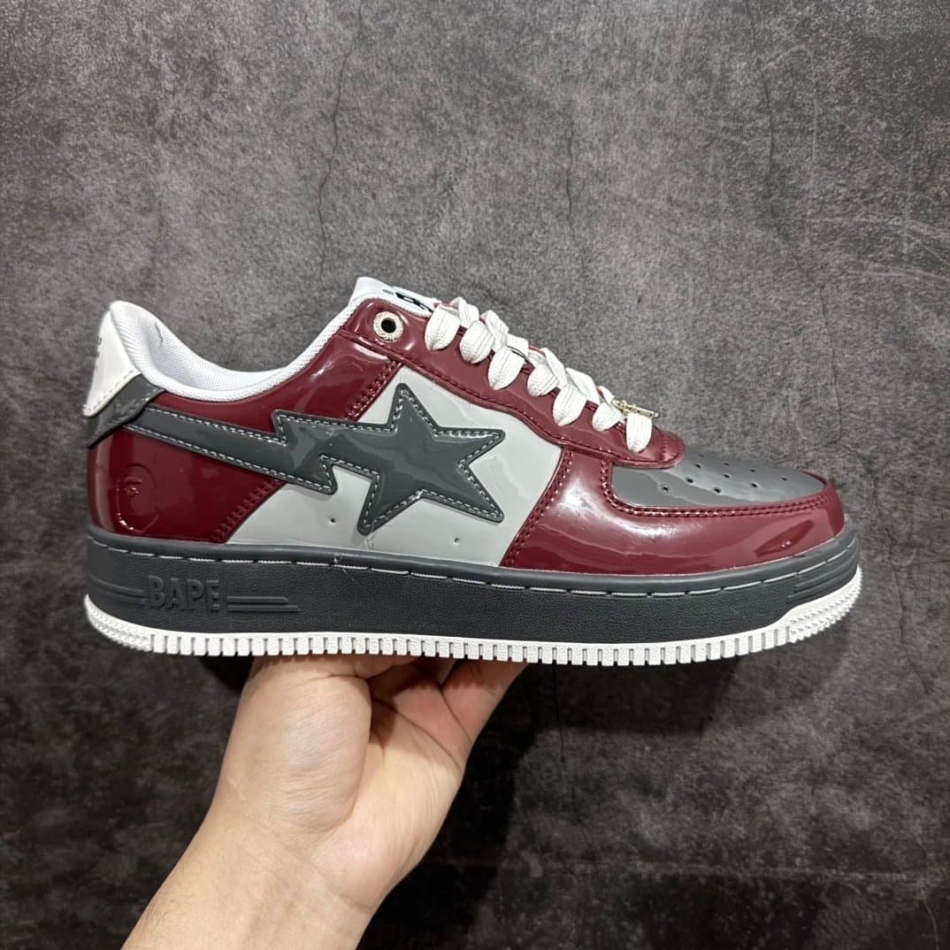 BAPE STA Low Glossy Burgundy Grey