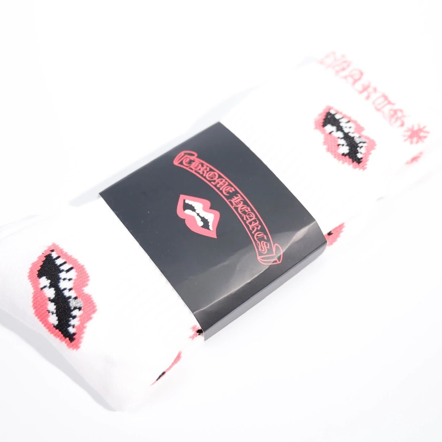 Chrome Hearts Lips Socks Pink Lips