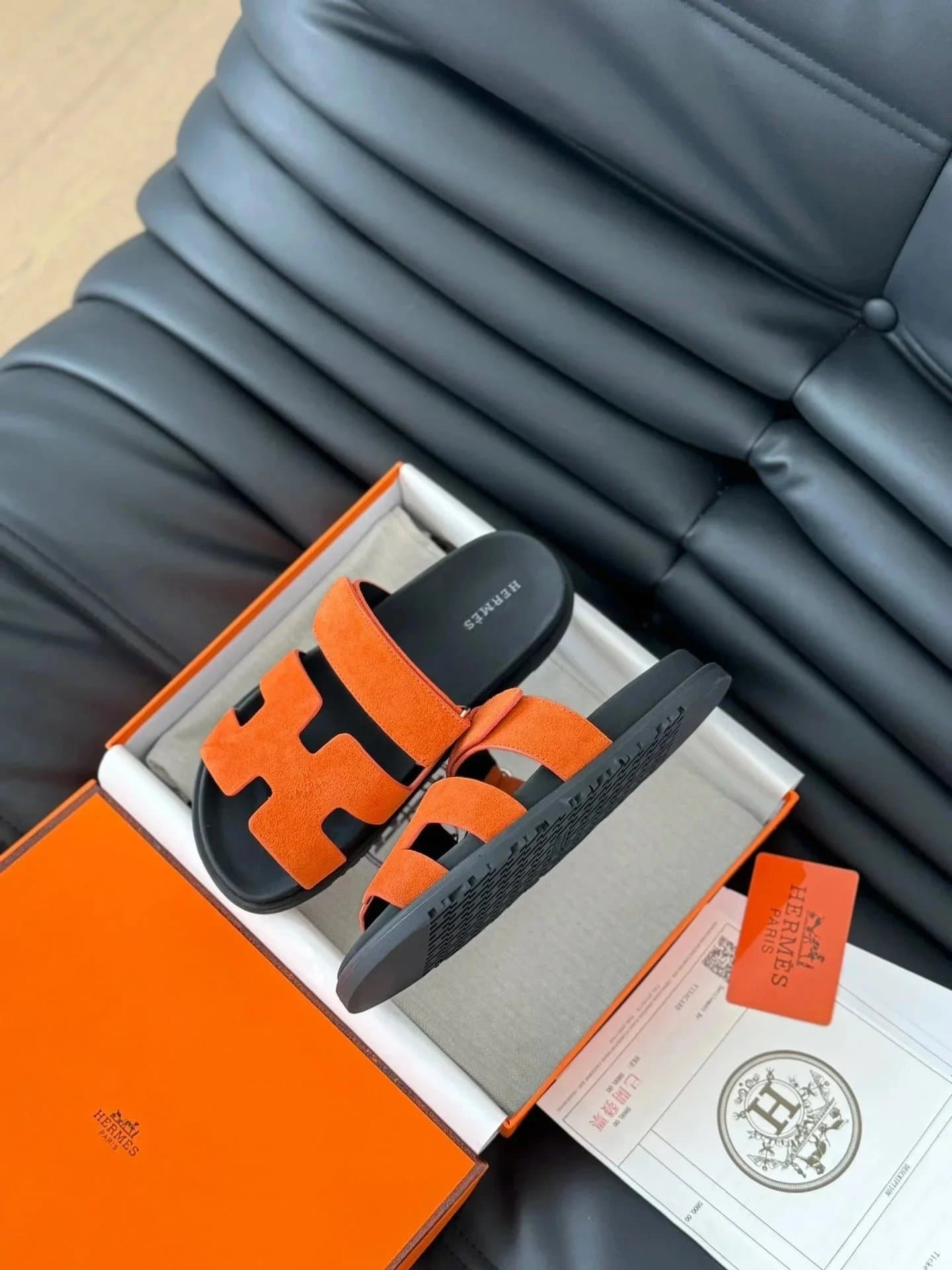 Hermès Oran Sandal H Logo Suede