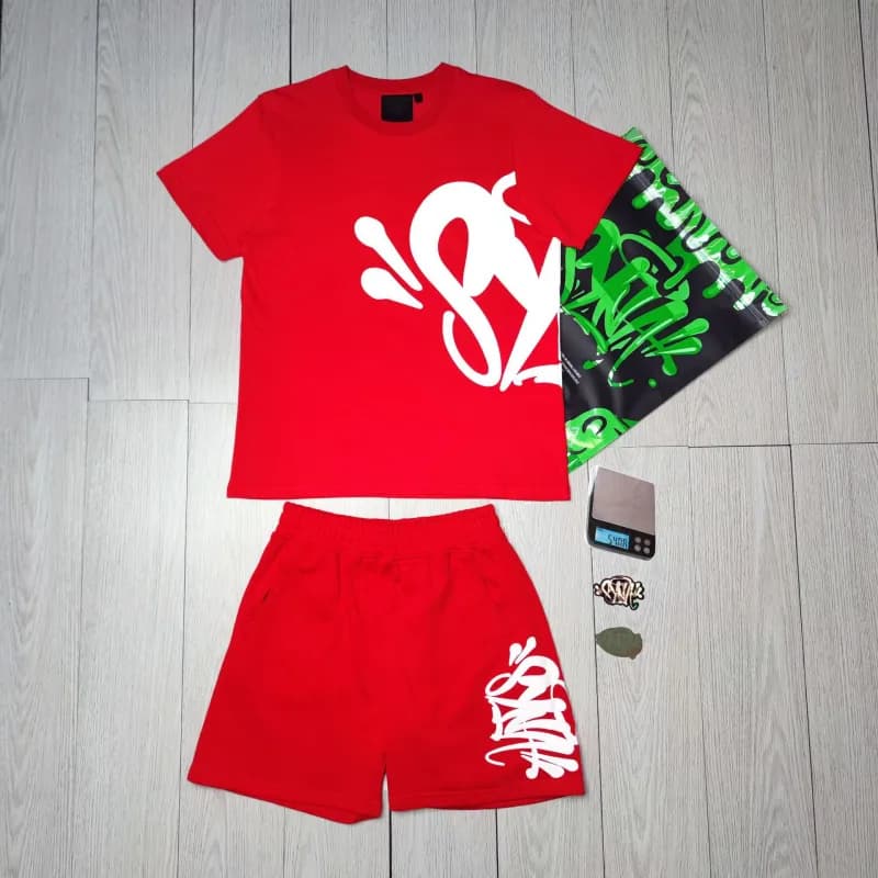 Syna World Hoodie and Joggers Set Graffiti Print — 44红色套装