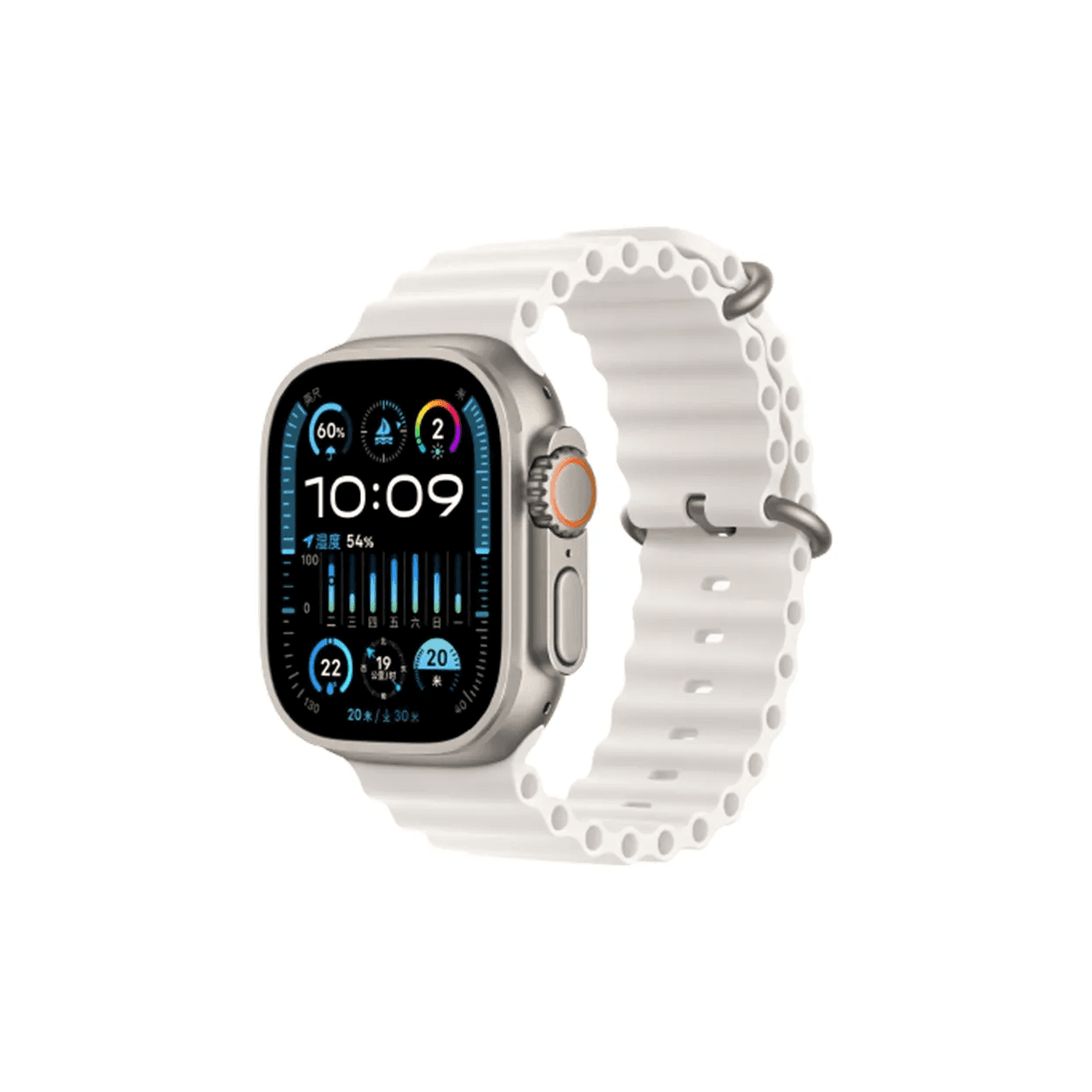 Apple Watch Ultra 2 Titanium with White Ocean Band