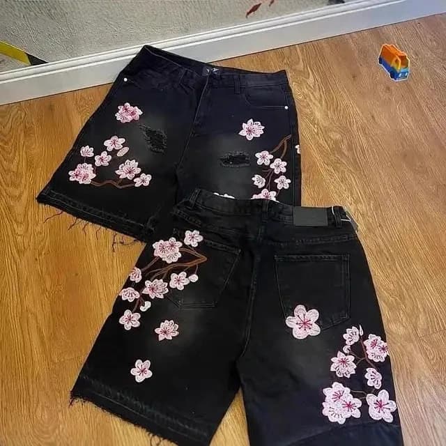 Levi's Denim Shorts Cherry Blossom Embroidery