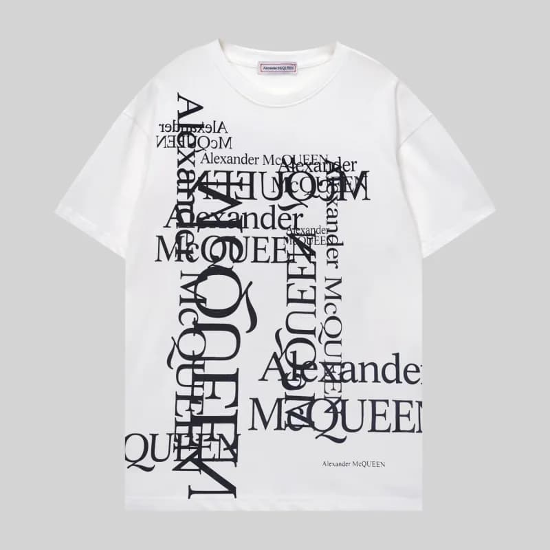 Alexander McQueen Logo Print T-Shirt All-Over Typography