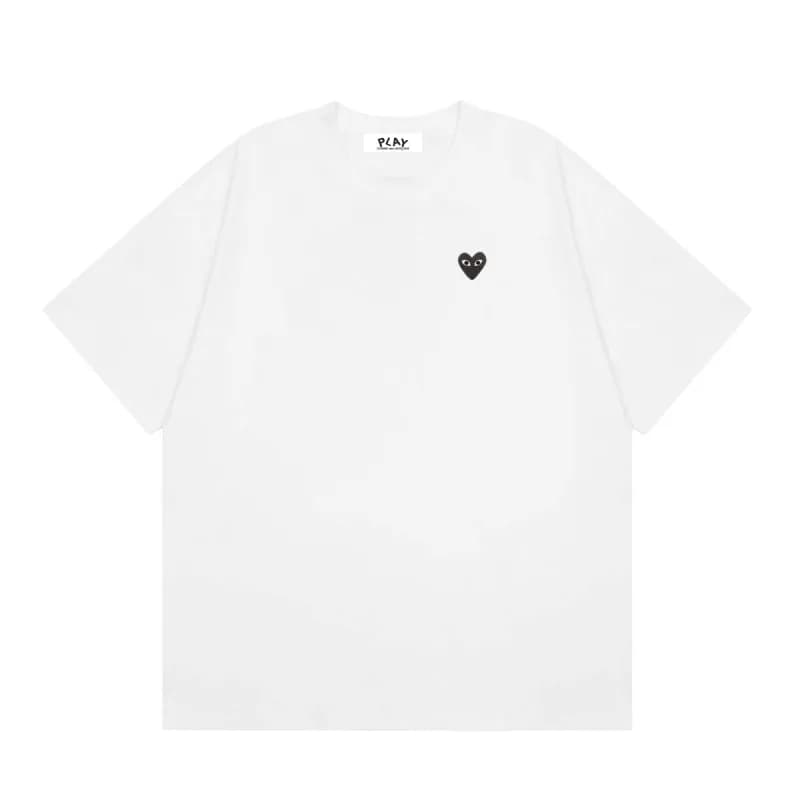 Comme des Garçons Heart Logo T-Shirt Light Blue with Red Heart — 04 white