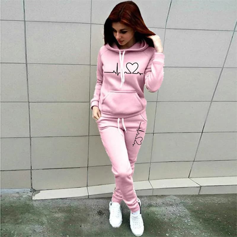 Tommy Hilfiger Hoodie and Joggers Set Logo Print — 2 pink