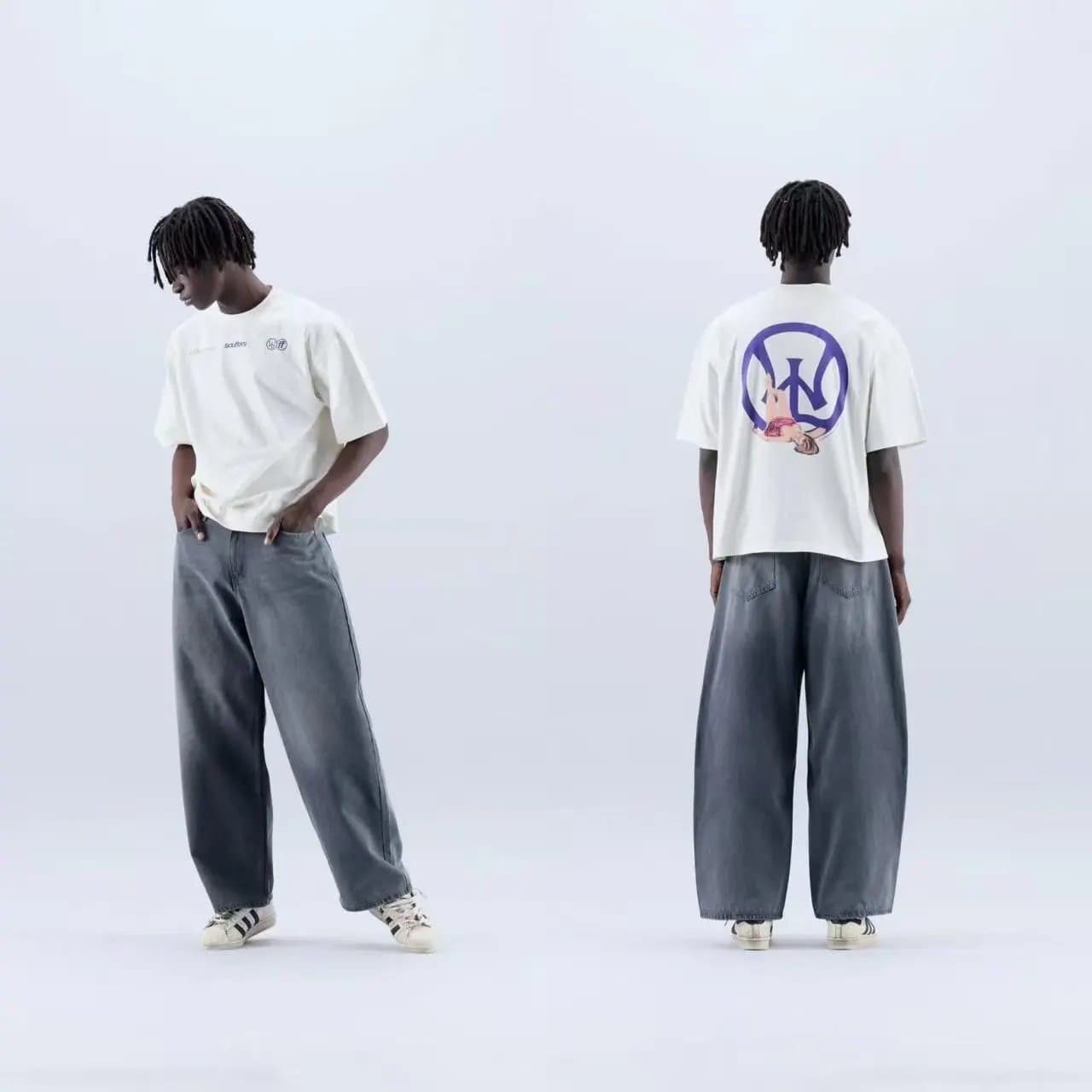Off-White × Supreme Graphic T-Shirt Purple Logo Print