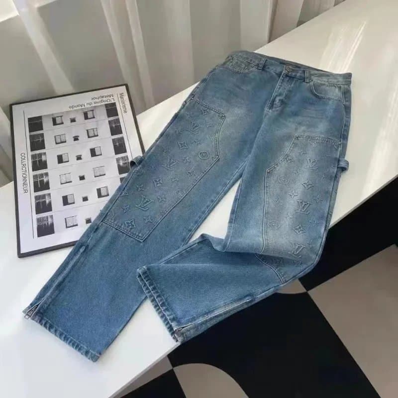 Louis Vuitton Monogram Denim Jeans Embroidered LV Pattern