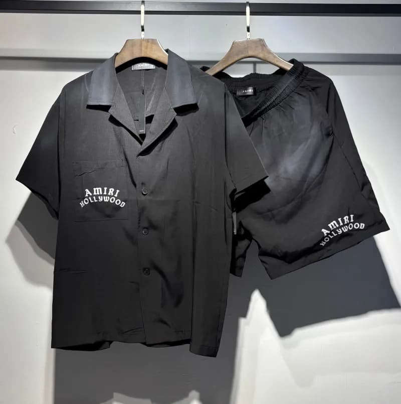 Amiri Hollywood Shirt & Shorts Set Embroidered Logo