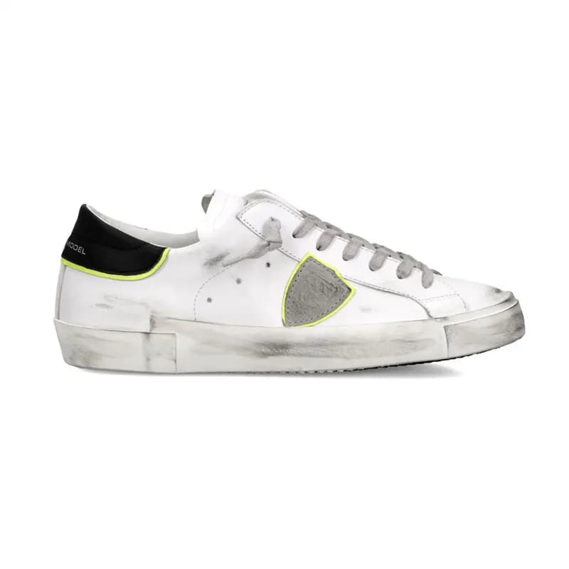 Philipp Plein Classic Sneaker Distressed White with Neon Trim