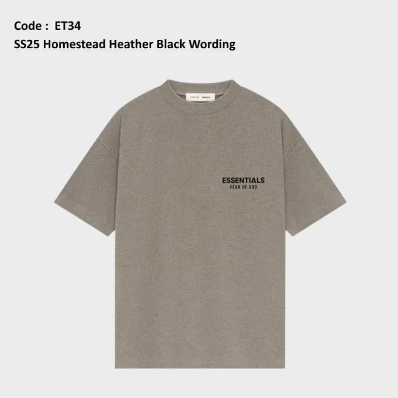 Fear of God Essentials Homestead Tee Heather Black Wording