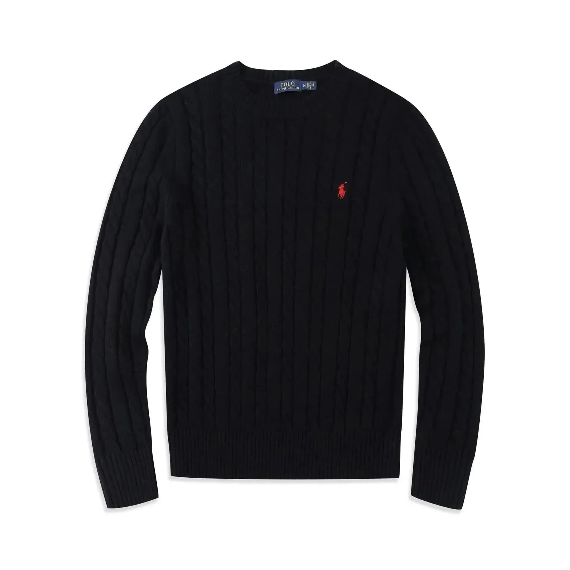Polo Ralph Lauren Cable Knit V-Neck Tee Navy — 男装黑色6005