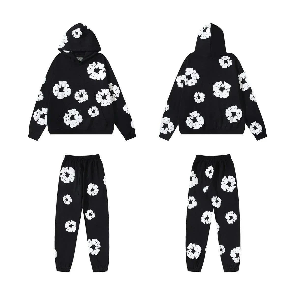 Balenciaga Flower Print Hoodie and Joggers Set All-Over Floral Pattern