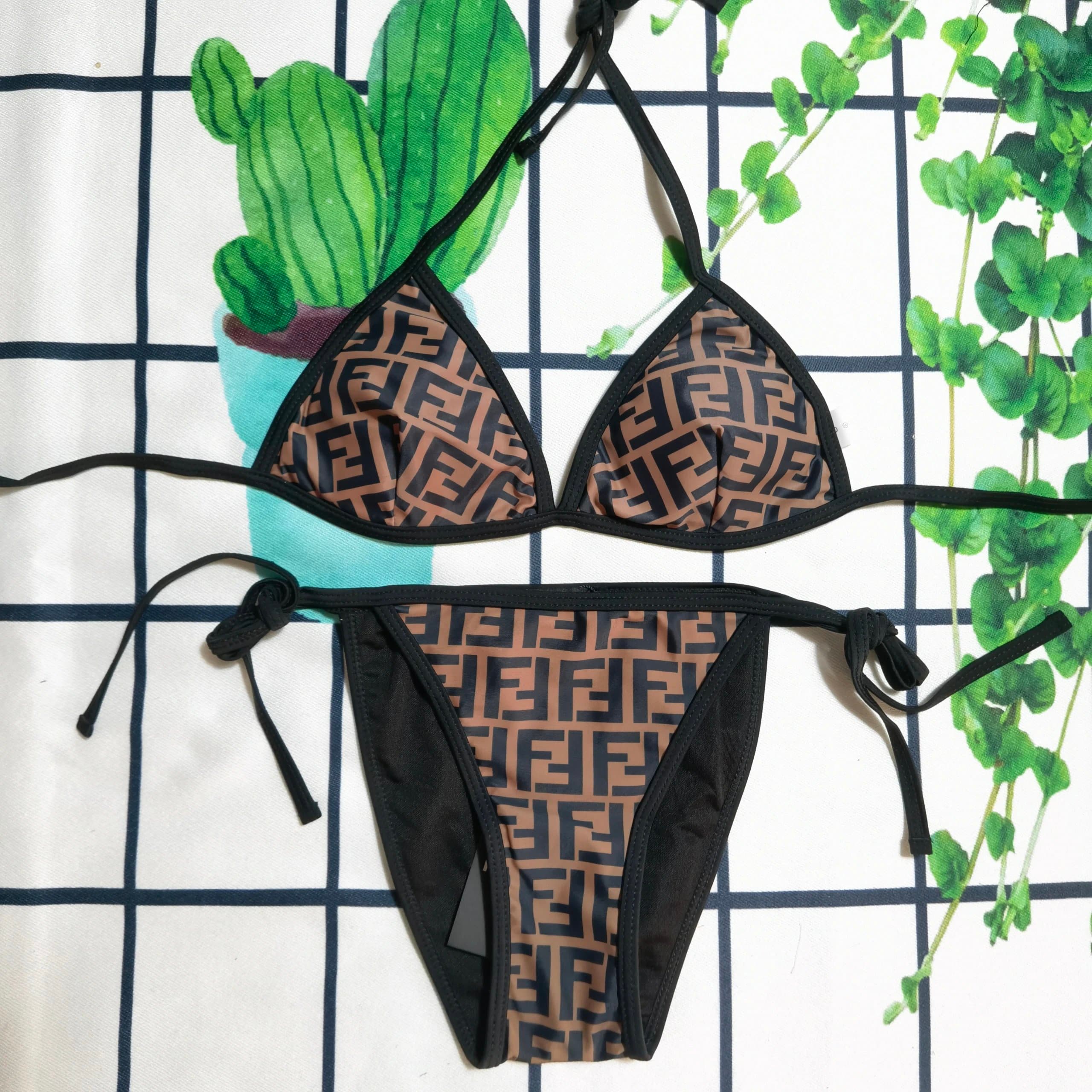 Fendi Bikini Set FF Logo Print