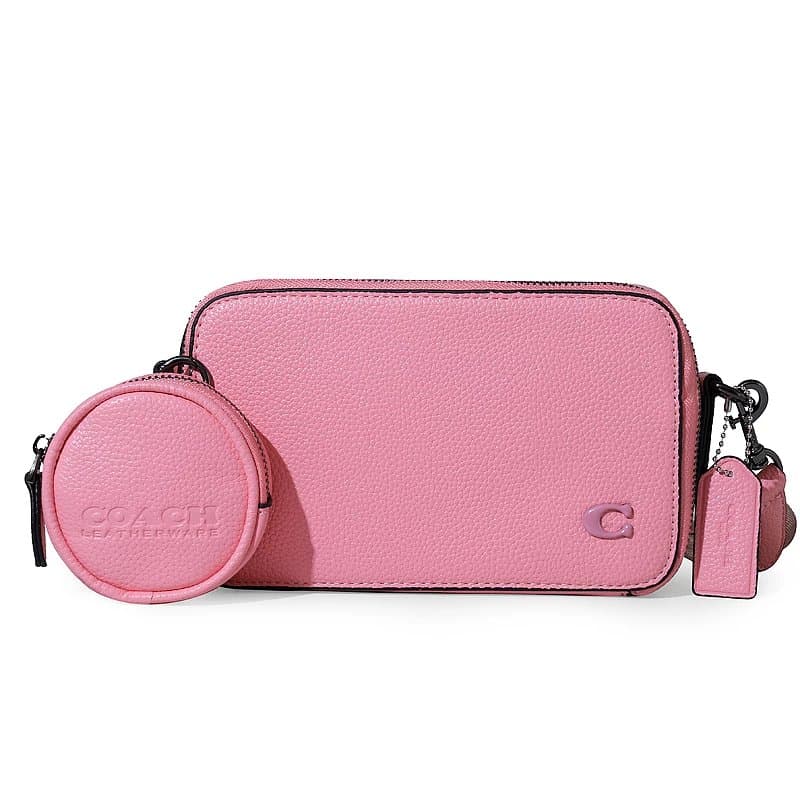 Coach Camera Bag & Coin Purse Set Pink Leather