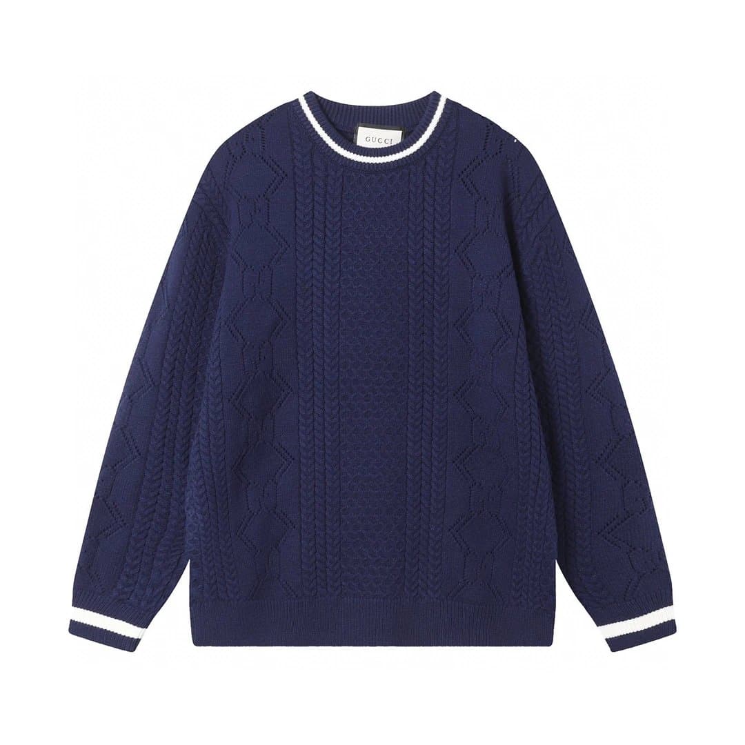 Gucci Cable Knit Sweater White Trim