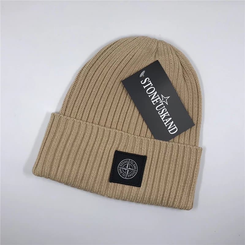 Stone Island Ribbed Beanie Logo Patch — 168# 卡其色