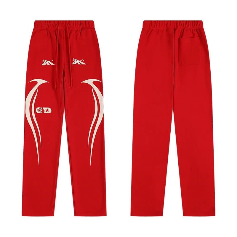 Hellstar Flared Sweatpants Flame Print — H506红色