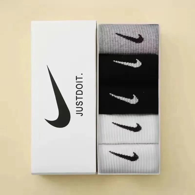 Nike Socks Swoosh Logo Pack — 5双装【白+白+黑+黑+灰】