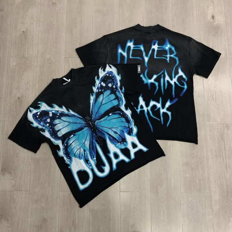 Graphic Tee Butterfly Flame Print