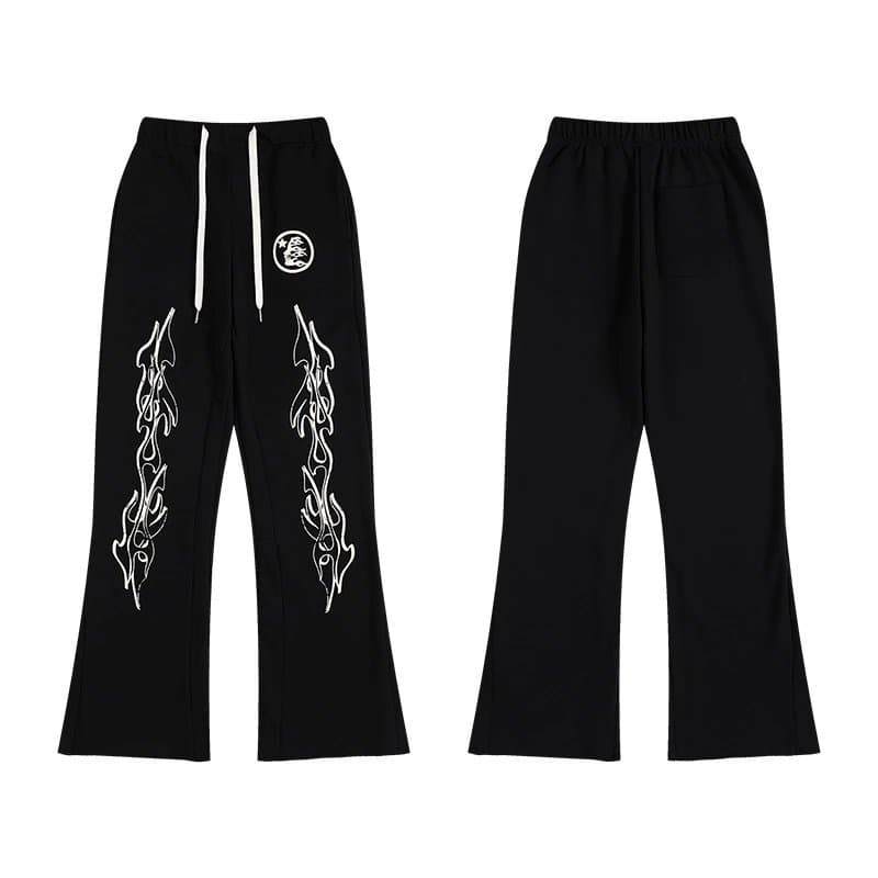 Hellstar Flame Print Sweatpants White Flame Graphic