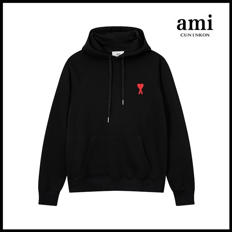 AMI Paris Hoodie Red Heart Logo