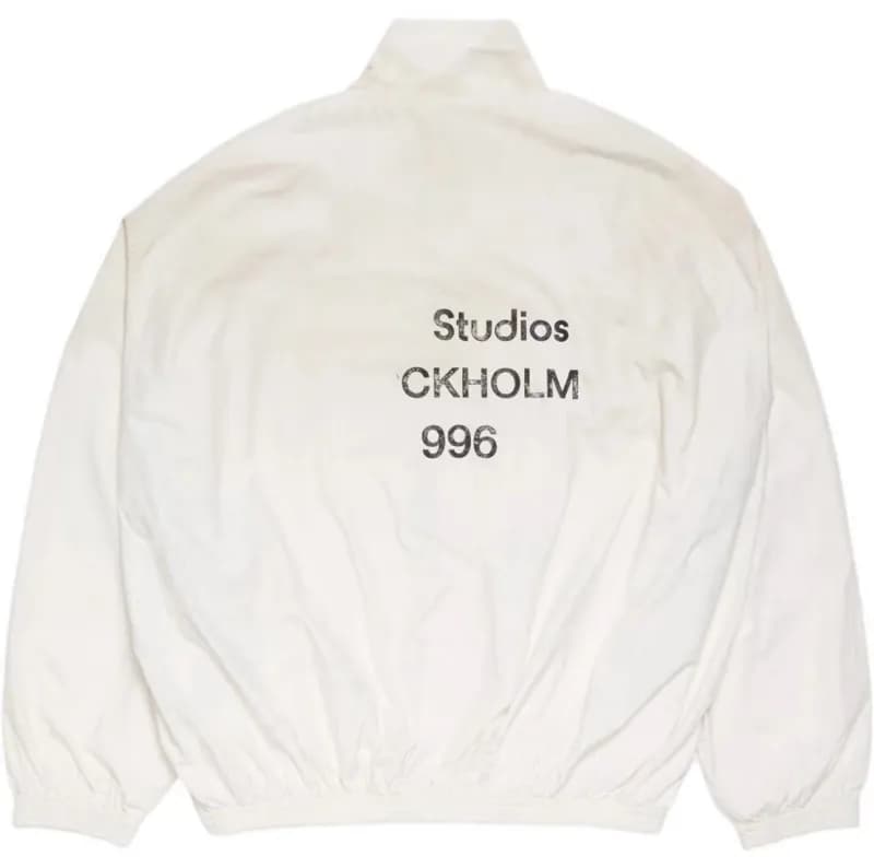 Cropped Zip-Up Jacket Leather Collar — 白色（AC9006）