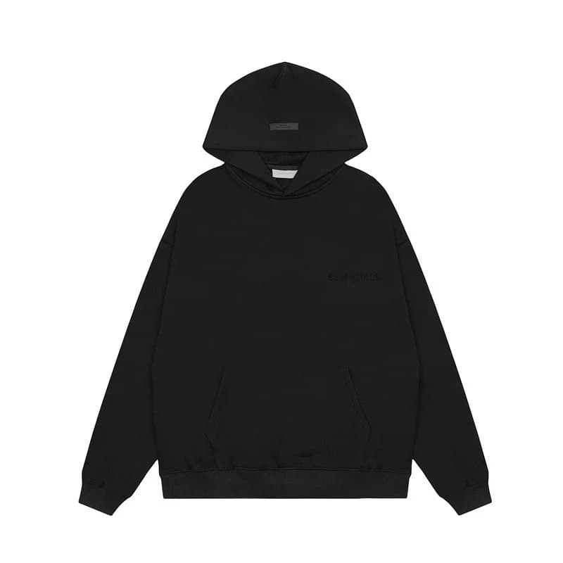Fear of God Essentials Zip-Up Hoodie Essentials Logo — 2358黑色（植绒字母）