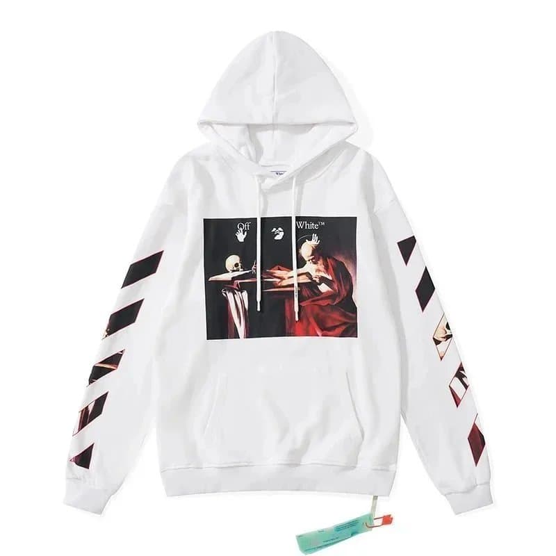 Off-White Hooded Sweatshirt Painting Print