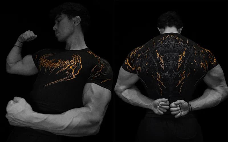 Sp5der Graphic Performance Tee Flame Skull Print