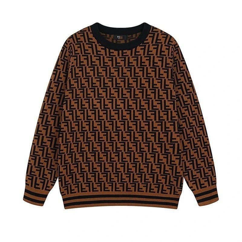 Fendi FF Logo Knit Sweater Brown and Black Monogram
