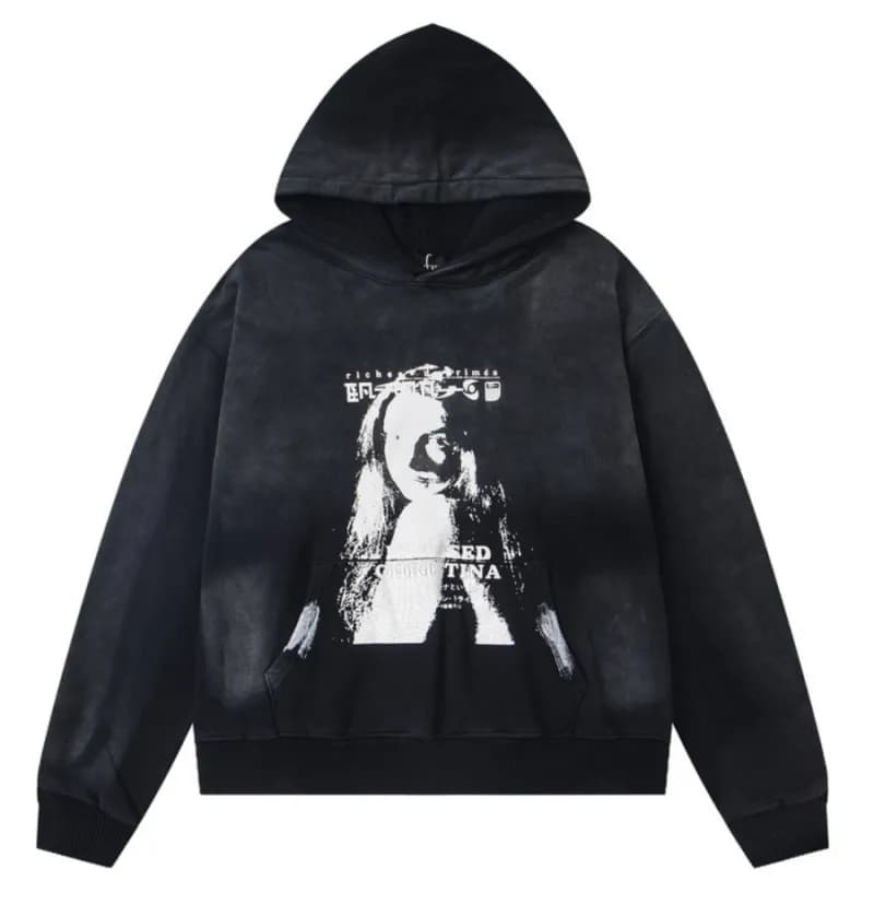 Gallery Dept. Hooded Sweatshirt Distressed Graphic Print