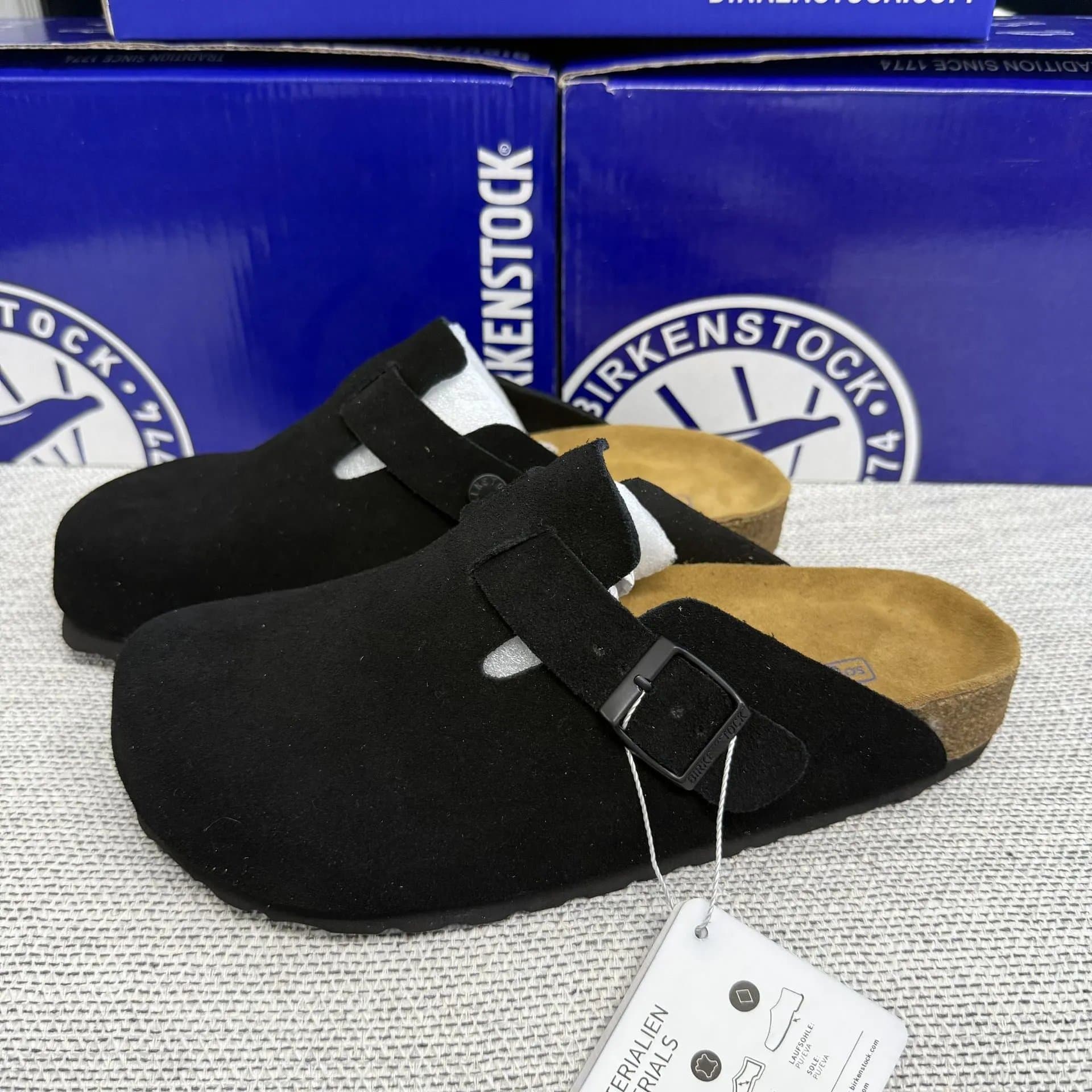Birkenstock Boston Clog Suede — 黑色