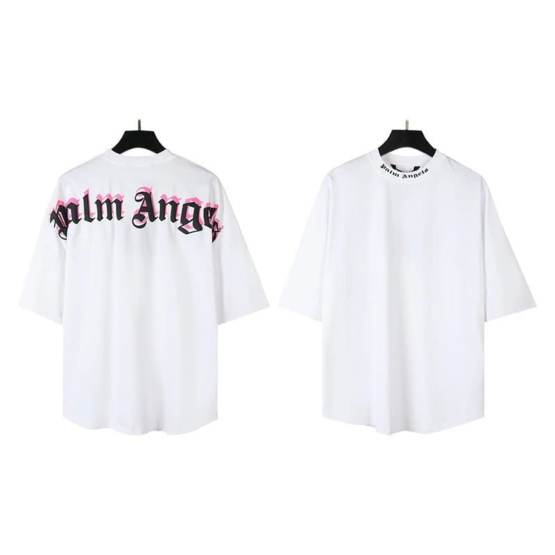 Palm Angels Graphic Tee Pink Gothic Logo