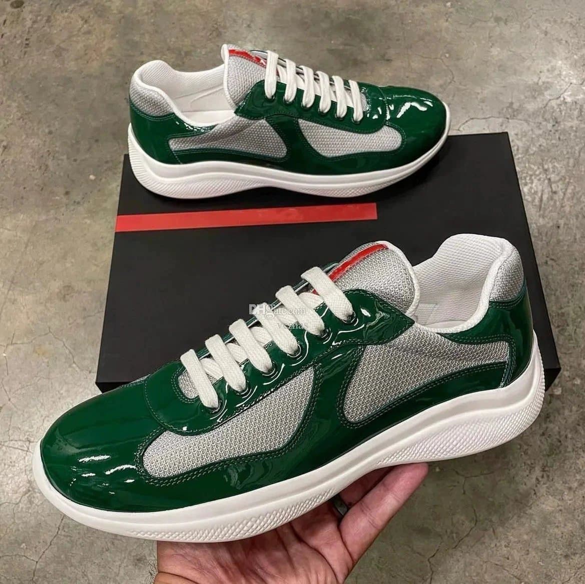 Prada Linea Rossa Sneaker Green Patent & Mesh