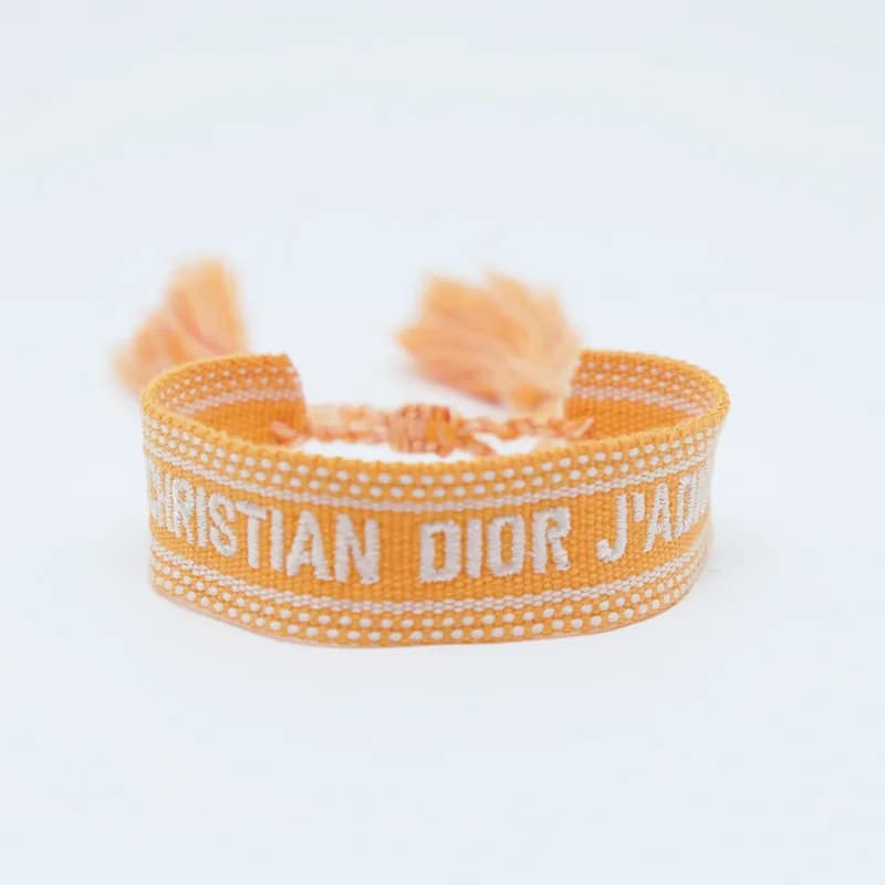 Dior J'Adior Woven Bracelet Pink with Black Logo — 31#