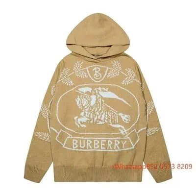Burberry Knit Hoodie Equestrian Knight Logo