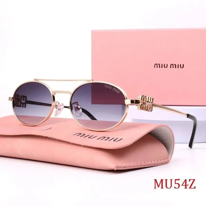 Miu Miu Round Sunglasses Metal Frame with Logo Temples