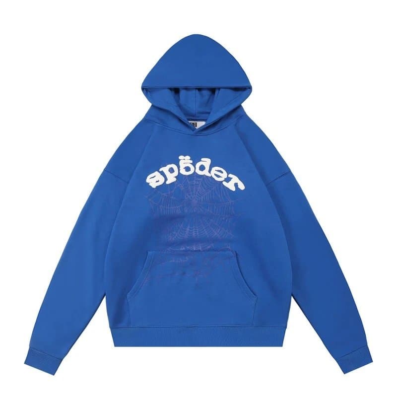 Sp5der Hoodie Spiderweb Logo — 229卫衣蓝