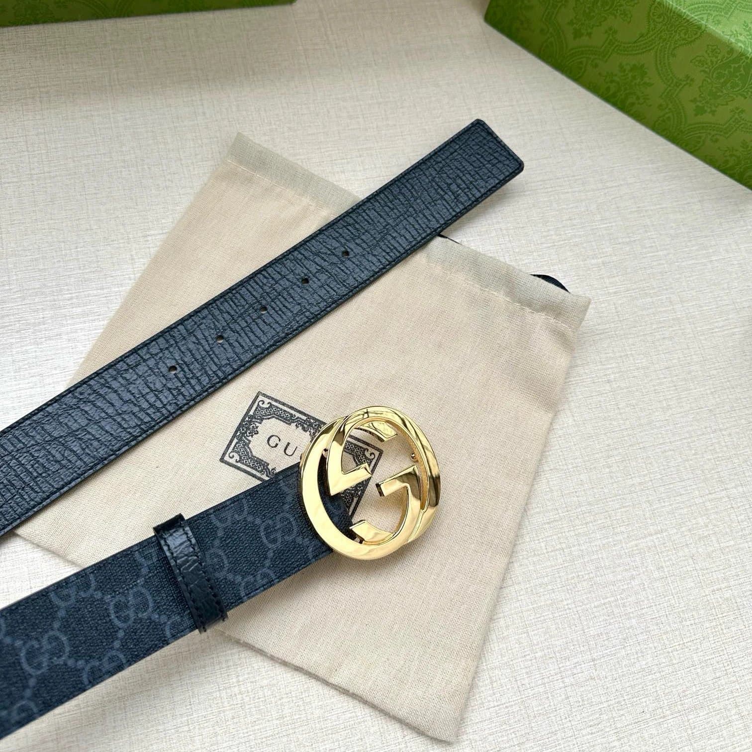 Gucci Horsebit 1955 Belt GG Supreme Canvas with Gold-Tone Buckle
