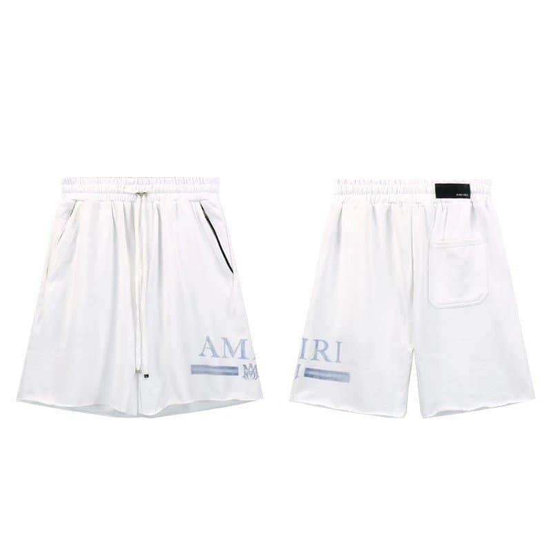 Amiri Logo Shorts White with Blue Logo