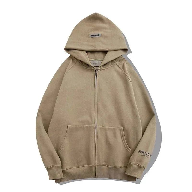 Fear of God Essentials Hooded Sweatshirt Essentials Logo — 拉链款棕色