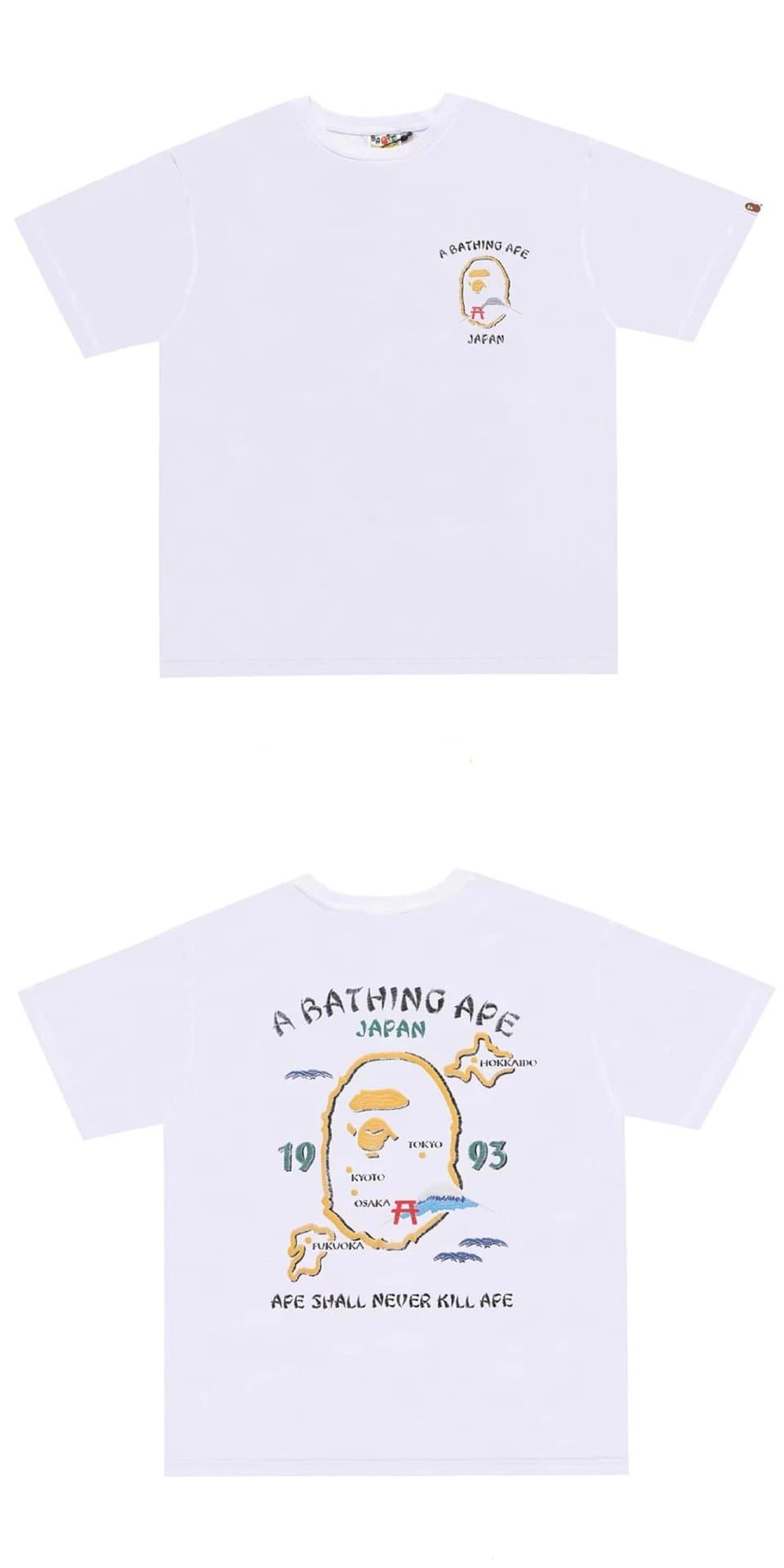 BAPE Graphic T-Shirt Japan Map Ape Head