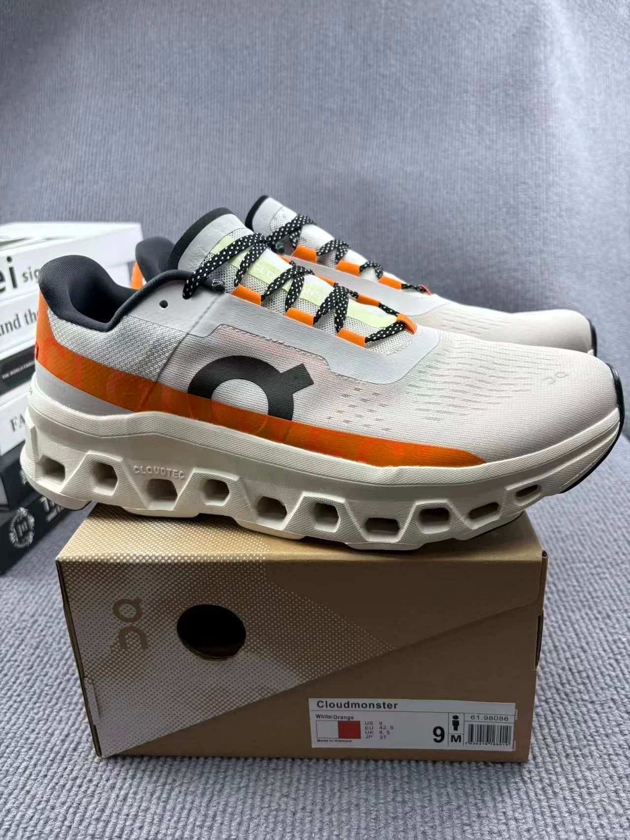 On Cloudmonster White Orange